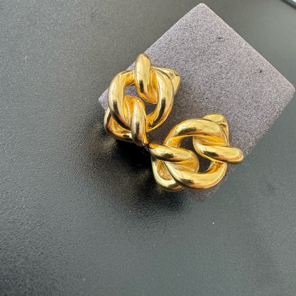 Gold plated Dior vintage chain clip on earrings - Picture 4 of 8